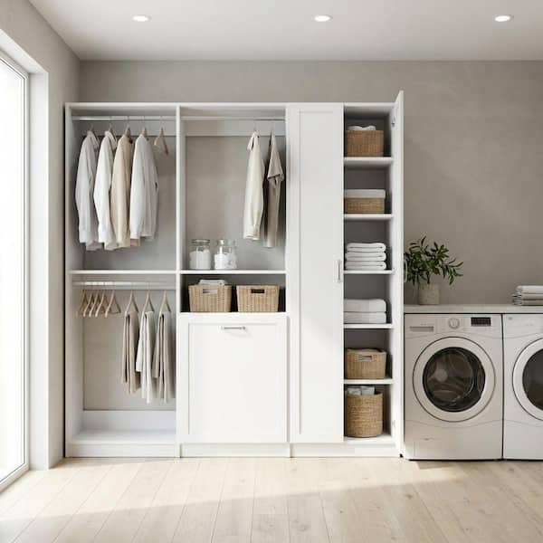 MODULAR CLOSETS Alto Laundry Room 99 in. W White Shaker Double