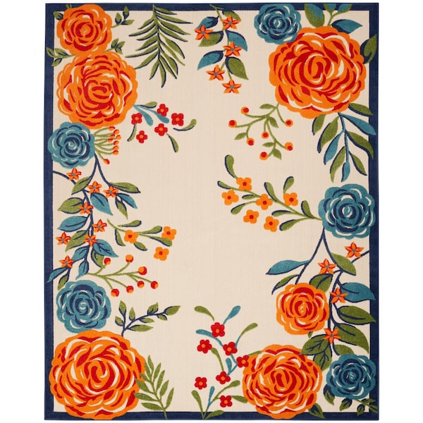 Nourison Aloha Multicolor 7 ft. x 10 ft. Botanical Contemporary Indoor/Outdoor Area Rug