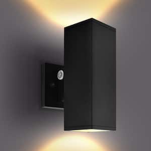 10 in. Black Dusk to Dawn LED Outdoor Hardwired Wall Lantern Sconce 3CCT 15/20/24-Watt Dimmable IP65 ETL