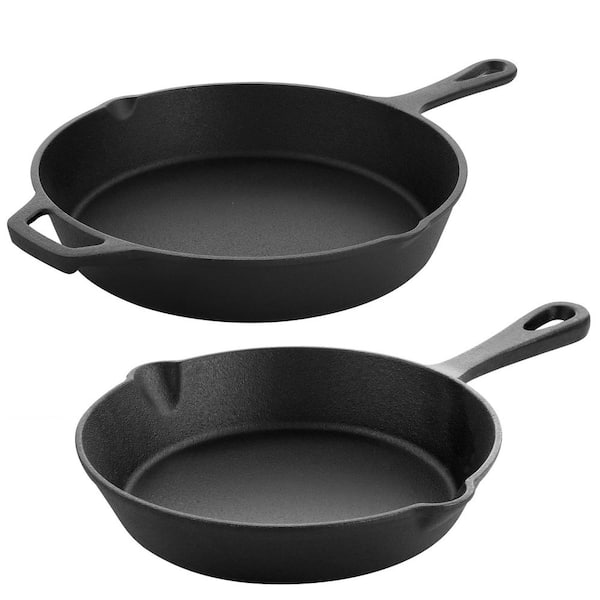 MegaChef 10 in. and 8 in. Cast Iron Fry Pan Cookware Set