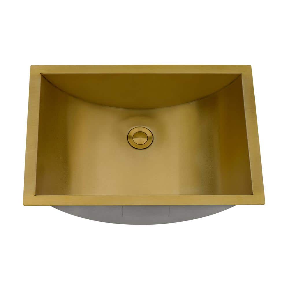 Gold Stainless Steel Rectangular Undermount Bathroom Sink