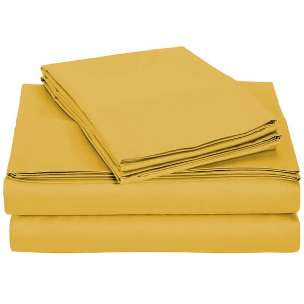 Harper Lane 4-Piece Honey Mustard Microfiber Full Sheet Set