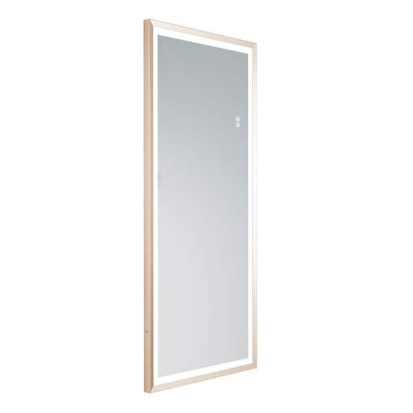 Logmey 22 in. W x 65 in. H Large Rectangular Aluminium Framed Dimmable Wall Mount Bathroom Vanity Mirror in Matte Gold