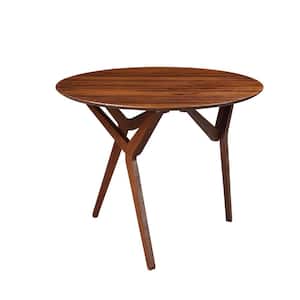 Sydney 38 in. Adjustable Round Chestnut Wire-Brush Acacia Wood Dining/Coffee Table - Seating Capacity 4
