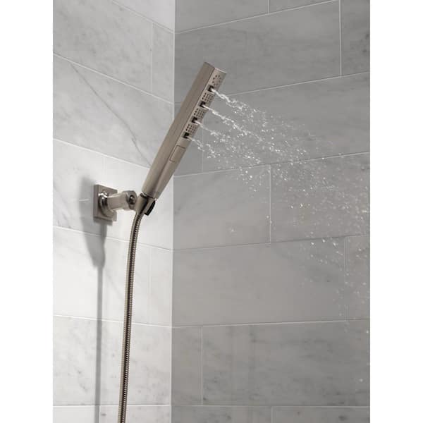 Delta 4-Spray Patterns 1.75 GPM 1.43 in. Wall Mount Handheld Shower Head  with H2Okinetic in Lumicoat Stainless 51140-SS-PR - The Home Depot