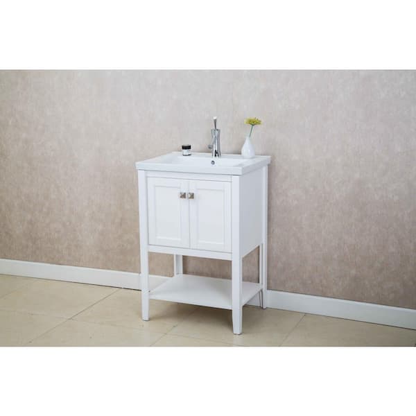 Eviva Tiblisi 24 in. W x 18.27 in. D x 34 in. H Bathroom Vanity in White with White Porcelain Top with White Sink