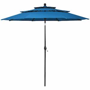10 ft. Double Vented Aluminum Market Patio Umbrella in Blue