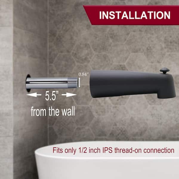 Westbrass E507D-1F 7-1/2 Inch Front Diverter Tub Spout – Polished Chrome, Zinc Construction, 1/2" IPS, Set Screw Mount