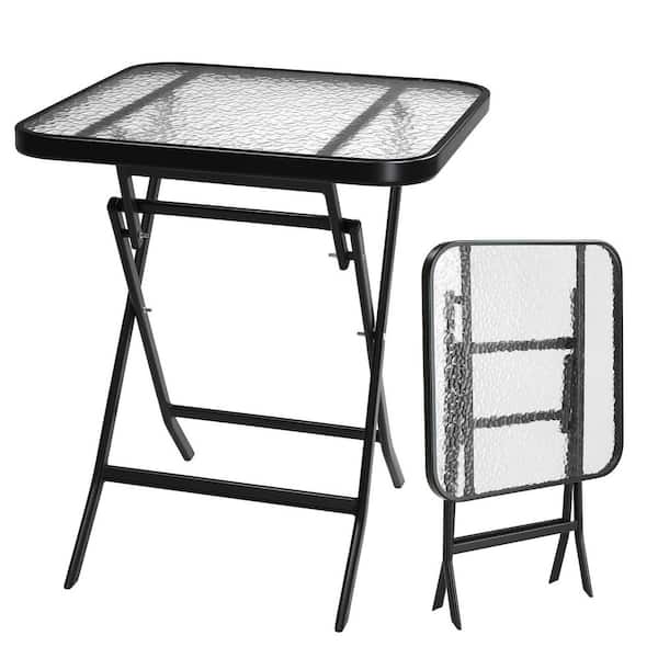 23. 6 in. Metal Square Patio Folding Side Table