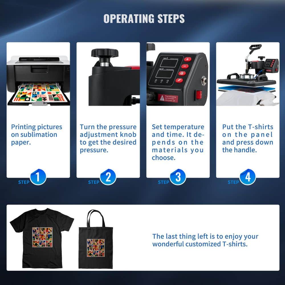 VEVOR 5-in-1 Black and Blue Vinyl Heat Press Machine
