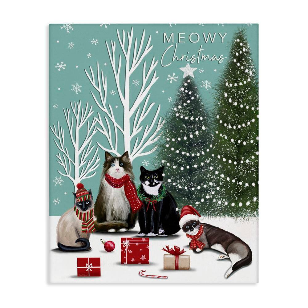 Festive Winter Cats Scene by Elizabeth Tyndall Unframed Animal Graphic Art Print 20 in. x 16 in. price history on PriceWatchPro