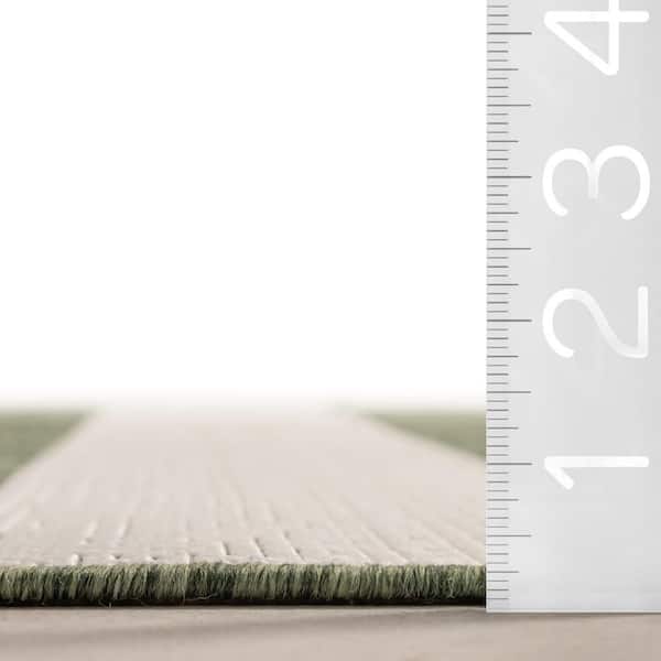 Briaana Striped Indoor/Outdoor Green 8 ft. x 10 ft. Area Rug