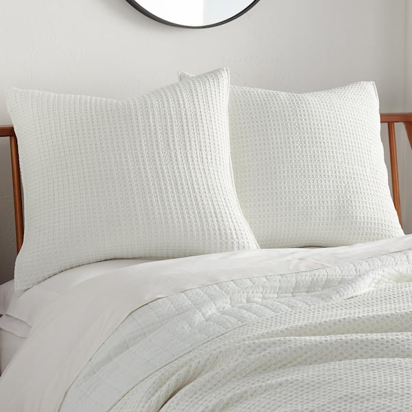 Neutral Organic Cotton Waffle Cushion Cover in Cream With 