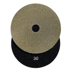 5 in. Electroplated Diamond Grinding and Polishing Pads for Concrete, Stone or Masonry, Wet or Dry, #30/40 Grit