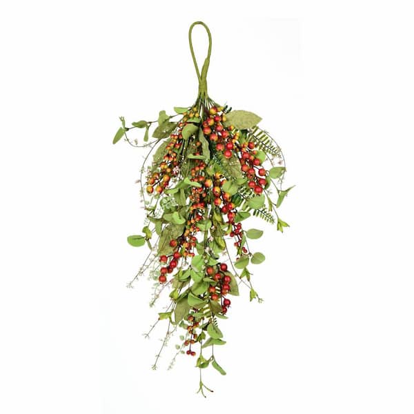Vickerman 2 ft. Orange Artificial Garland Mixed Leaf Fall Teardrop