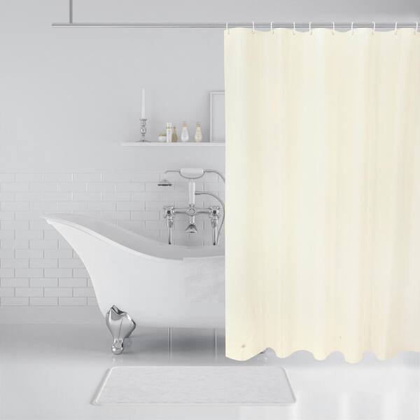 Solid Waterproof PEVA Bathing Shower Curtain Bathroom Curtains with Hooks New 