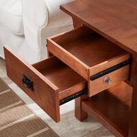 Leick Home Mission 24 in. W x 20 in. D Medium Oak Impeccable Locking Drawer Secret Compartment Side Table 8222-SC