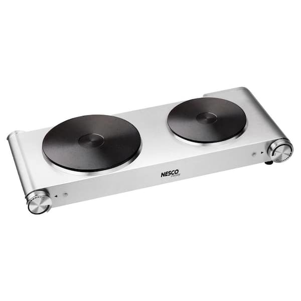 Nesco 2-Burner 7.4 in. Stainless Steel Hot Plate with Temperature Control