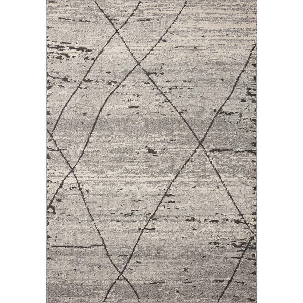 LOLOI II Fabian Grey/Charcoal 7 ft. 10 in. x 7 ft. 10 in. Square Geometric Moroccan Area Rug