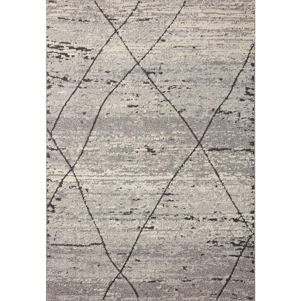 Fabian Gray and Charcoal Wool Blend Geometric Area Rug
