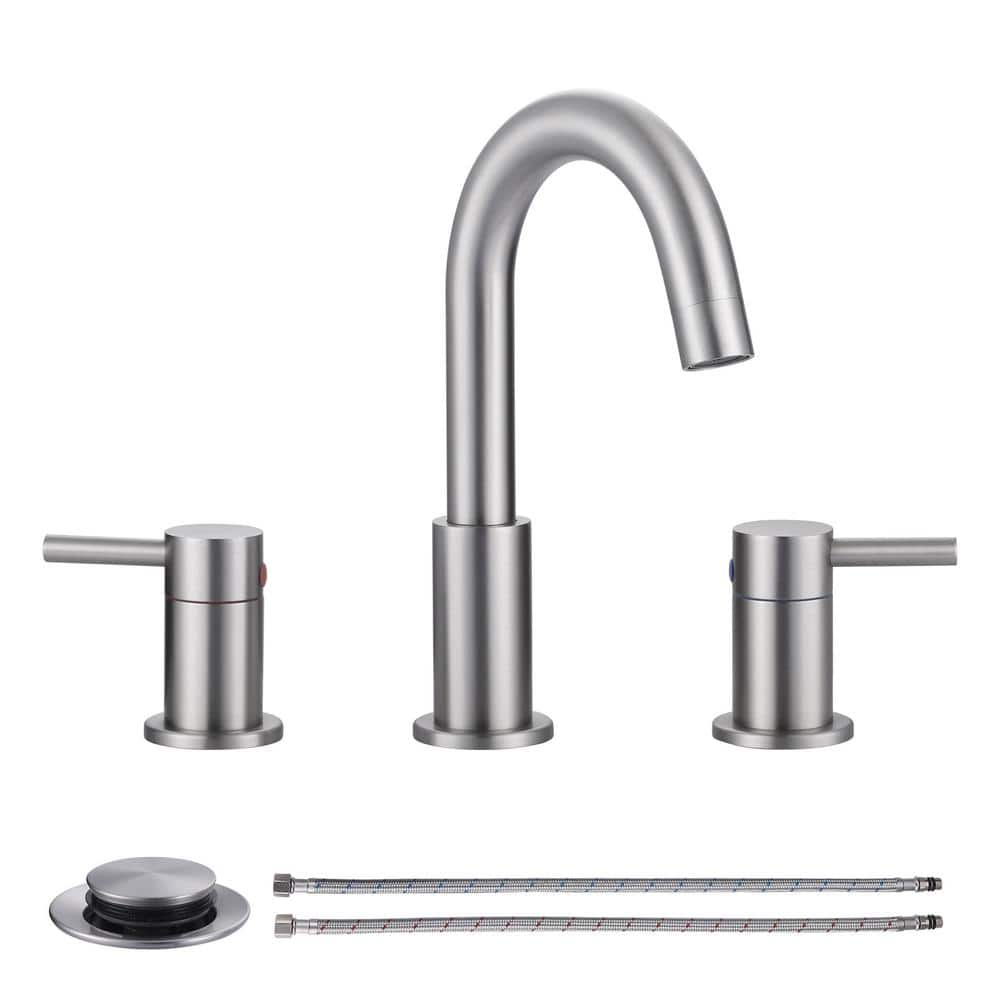 8 in. Widespread Double Handle Bathroom Faucet with Pop-Up Drain in Brushed Nickel price history on PriceWatchPro