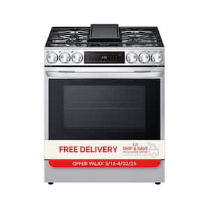 6.3 cu. ft. 30 in Smart ProBake Slide-in Dual Fuel Range with Gas Stove and Electric Oven in PrintProof Stainless Steel