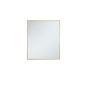 Timeless Home 30 in. W x 36 in. H x Contemporary Metal Framed Rectangle Brass Mirror