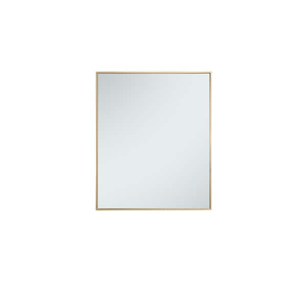 Unbranded Timeless Home 30 in. W x 36 in. H x Contemporary Metal Framed Rectangle Brass Mirror