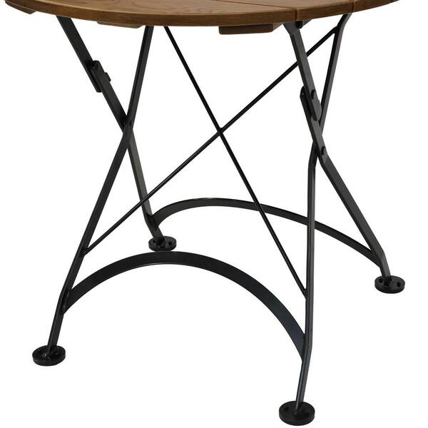 folding faux wood patio bistro table in brown