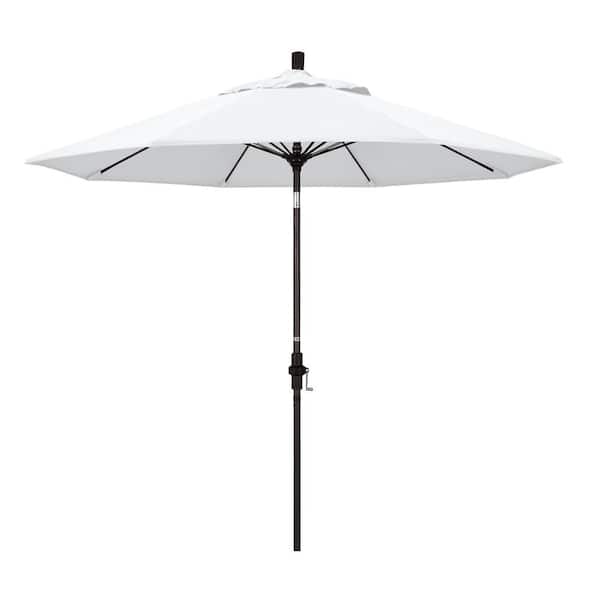 California Umbrella 9 ft. Fiberglass Collar Tilt Patio Umbrella in White Olefin
