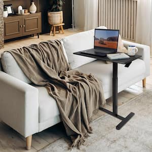 31.5 x 15.7 in. Black Adjustable Overbed Table with Wheels, Breakfast Tray for Medical and Home Standing Desk Gas Spring