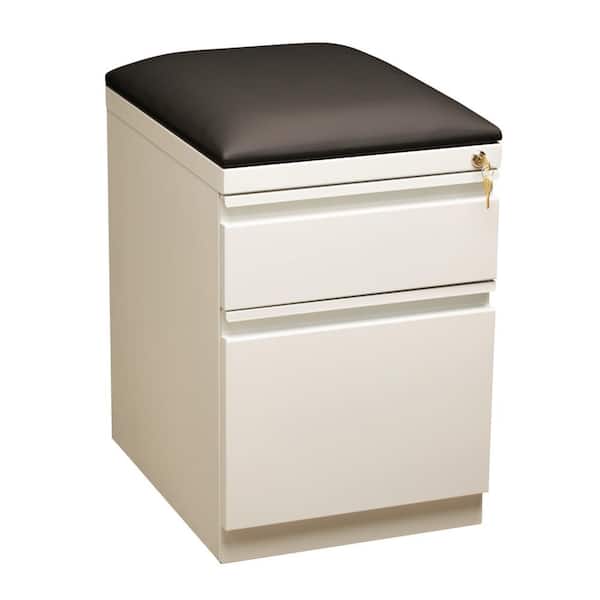 Hirsh 20 in. D 2-Drawer White/Black Metal Letter Width 15 in. W Mobile Pedestal File Cabinet Box-File with Seat Cushion