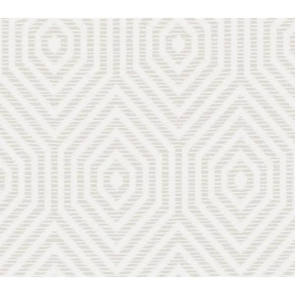 56 sq. ft. Fog Grey Hexagon Geometric Unpasted Paper Wallpaper Roll