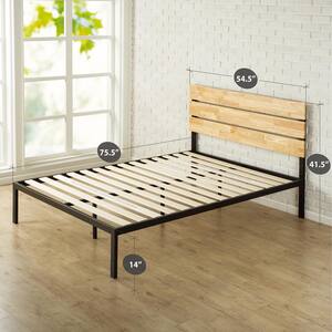 Paul Metal and Wood Platform Bed with Wood Slat Support, Full