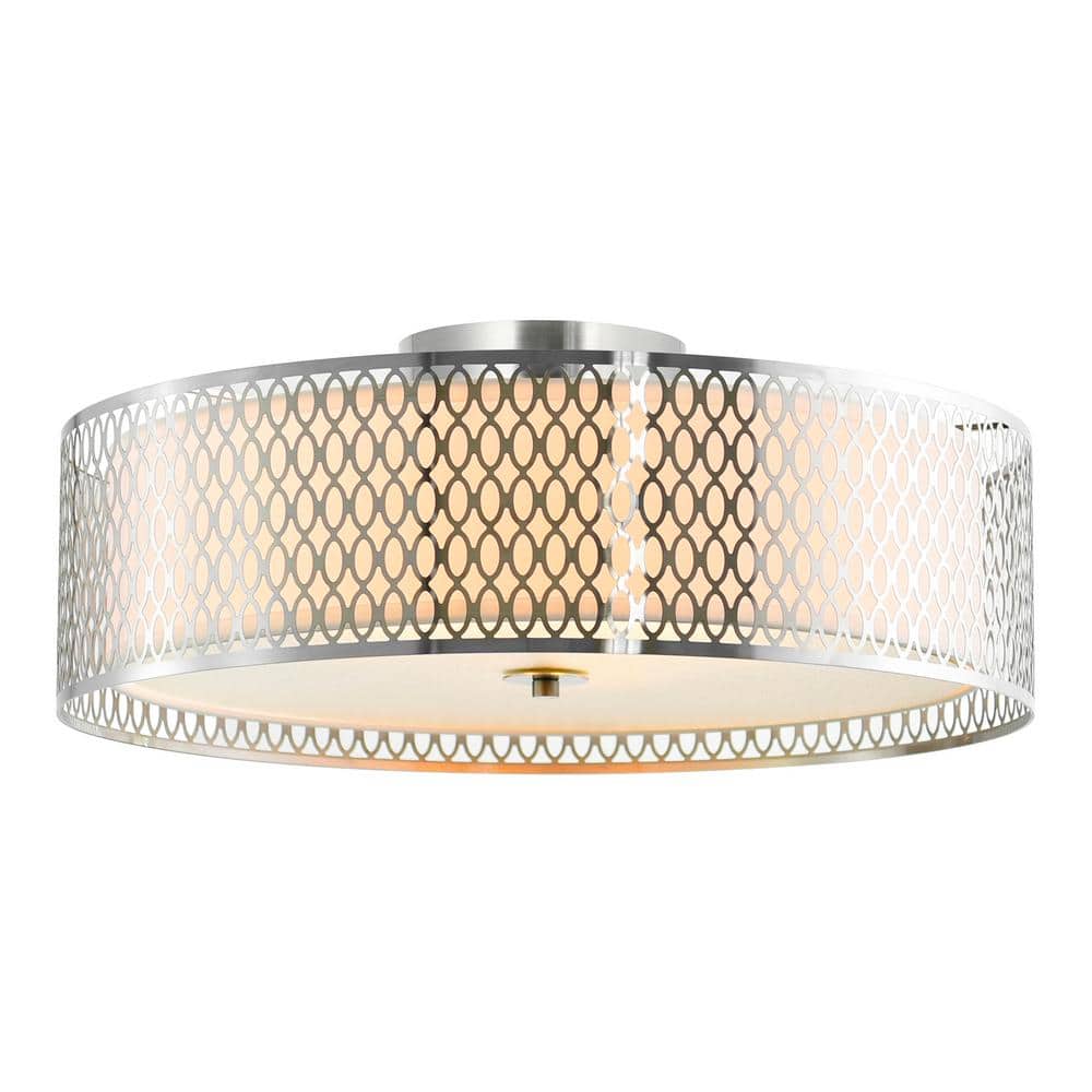 Mikayla 5 Light Drum Shade Flush Mount With Satin Nickel Finish price history on PriceWatchPro