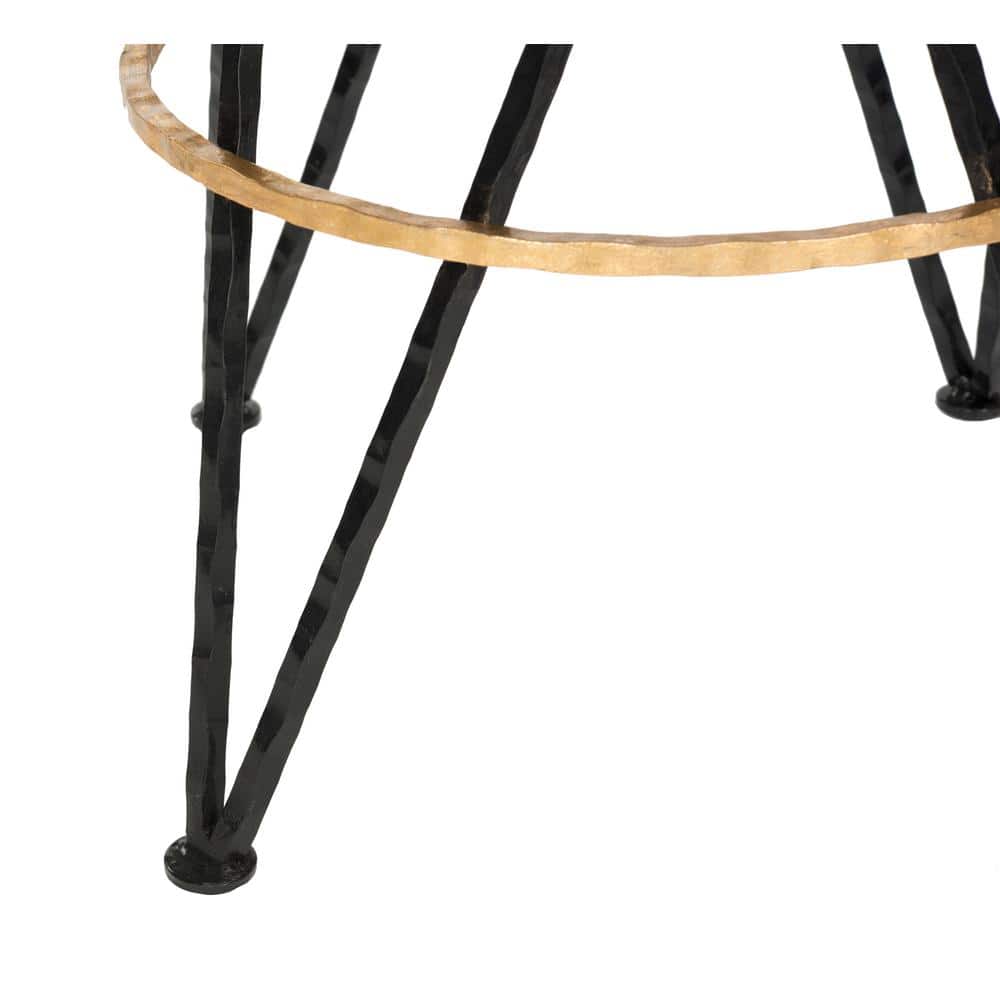Transitional 30" Black and Gold Metal Bar Stool with Hairpin Legs