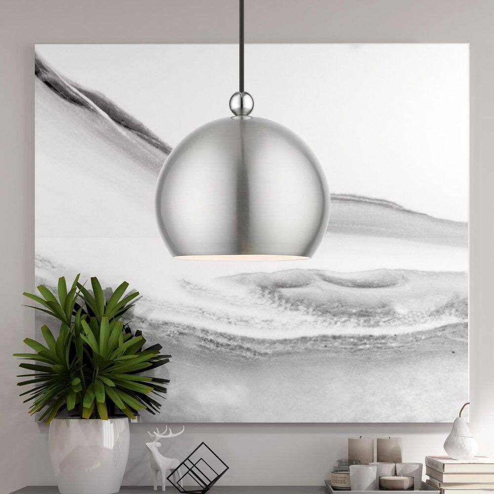 Stockton 8" Mini Globe Pendant Light in Brushed Nickel & Polished Chrome