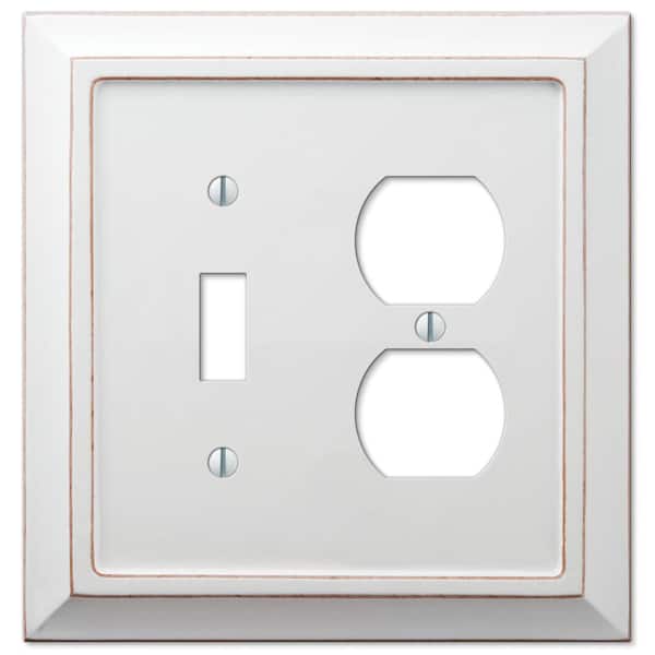 AMERELLE Savannah 2 Gang 1-Toggle and 1-Duplex Wood Wall Plate - White