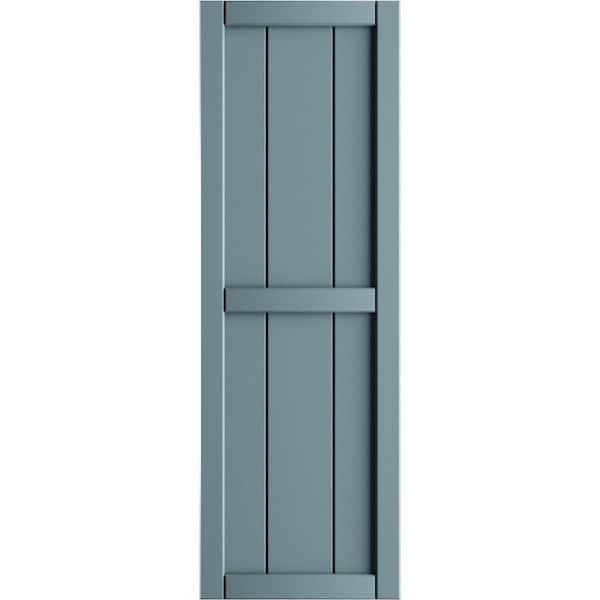 Ekena Millwork 16-1/8 in. x 24 in. True Fit PVC 3-Board Framed Board and Batten Shutters in Peaceful Blue (Per Pair)