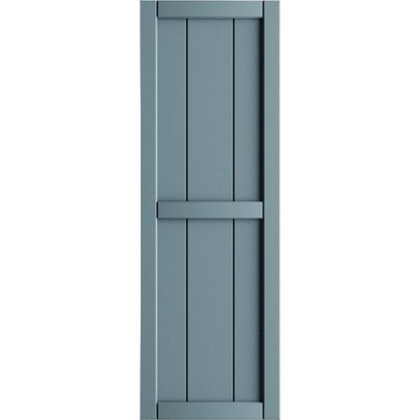 Ekena Millwork 21-1/2 in. x 59 in. True Fit PVC 4-Board Framed Board and Batten Shutters in Peaceful Blue (Per Pair)