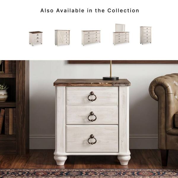 Signature DESIGN BY ASHLEY Willowton White/Brown 2-Drawer 23.74 in