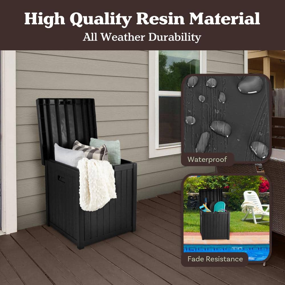 Black 50 Gallon Lockable Plastic Deck Storage Box