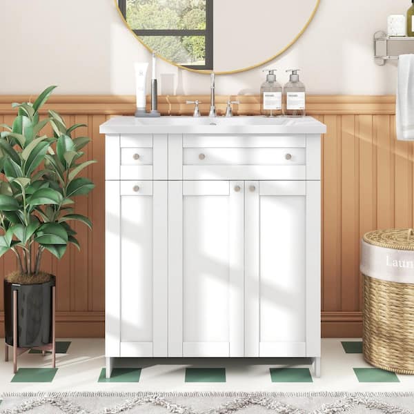 36 Bathroom Vanity Organizer with Sink Combo Storage Cabinet Set Free  Standing