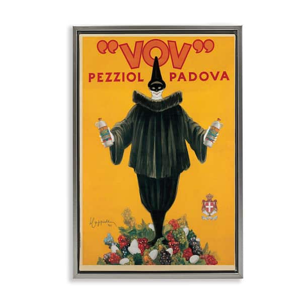 Stupell Industries Vintage Drink Poster by Vintage Poster Gray Floater Frame Food Graphic Art Print 31 in. x 21 in.