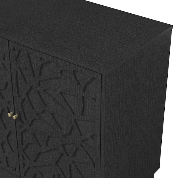 GALANO Verbus Erdstall Black Wood 61.5 in. 4-Door Sideboard