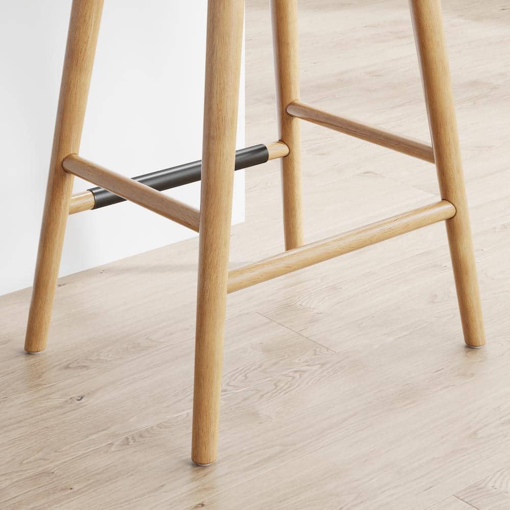 Chestnut Brown Backless Saddle Wood and Metal Barstools