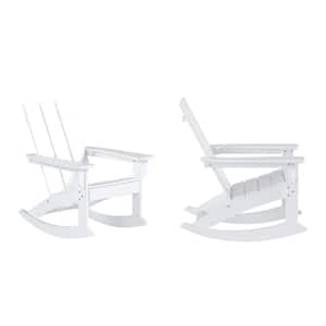 Shoreside White Plastic Modern Adirondack Outdoor Rocking Chair (Set of 2)