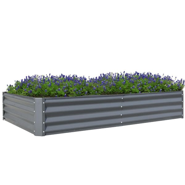 domi outdoor living 72 in. x 36 in. x 12 in. Dark Gray Metal Raised Garden Bed