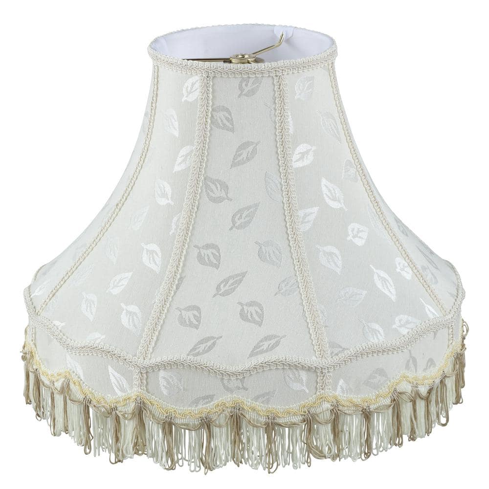Mix and Match 13 in. Off-White Jacquard Fabric Scallop Dome Lamp Shade with