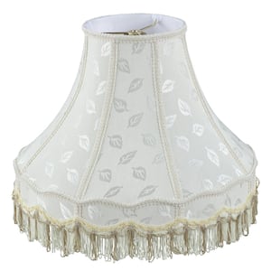 Mix and Match 13 in. Off-White Jacquard Fabric Scallop Dome Lamp Shade with Spider Fitter